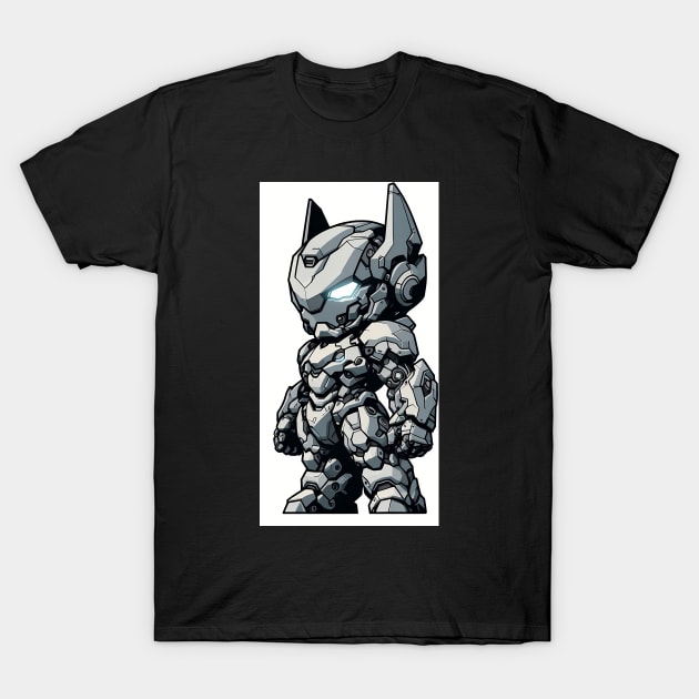 Chibi Neko Mecha Grey T-Shirt by Mechanime World